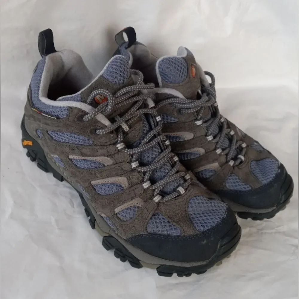 Merrell Smore Blue Gray Suede Low Hiking Trail Shoes Women's 8.5